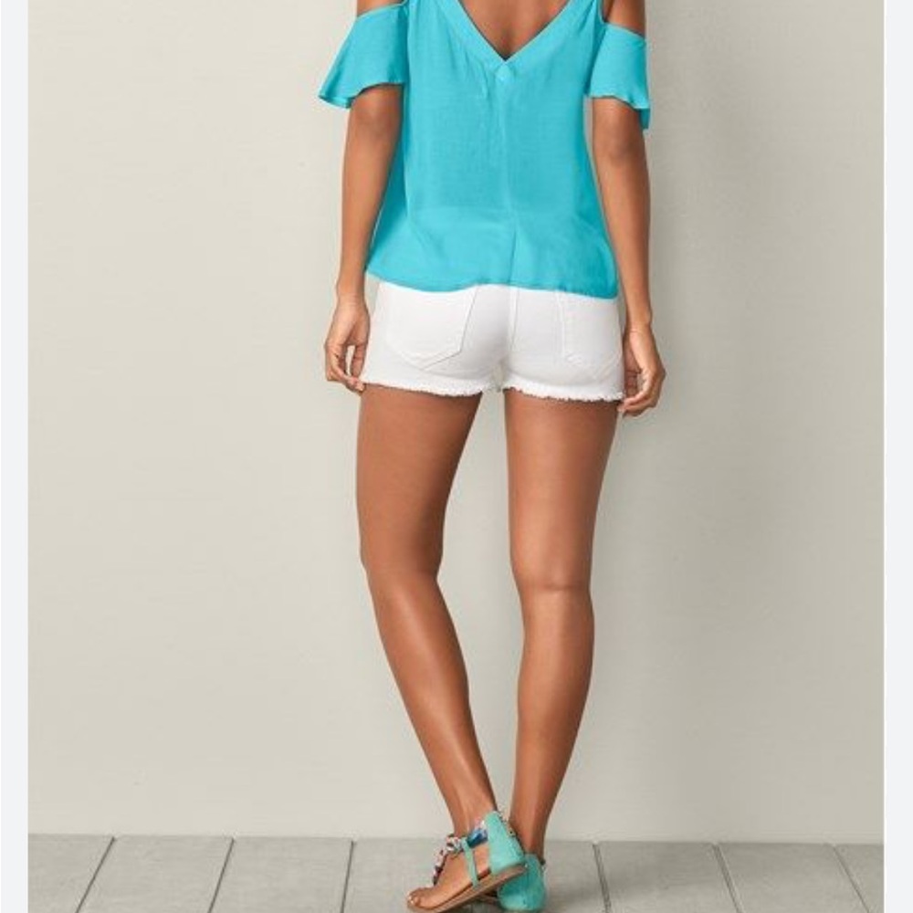 Venus 1XL Turquoise open shoulder cross strapped shirt